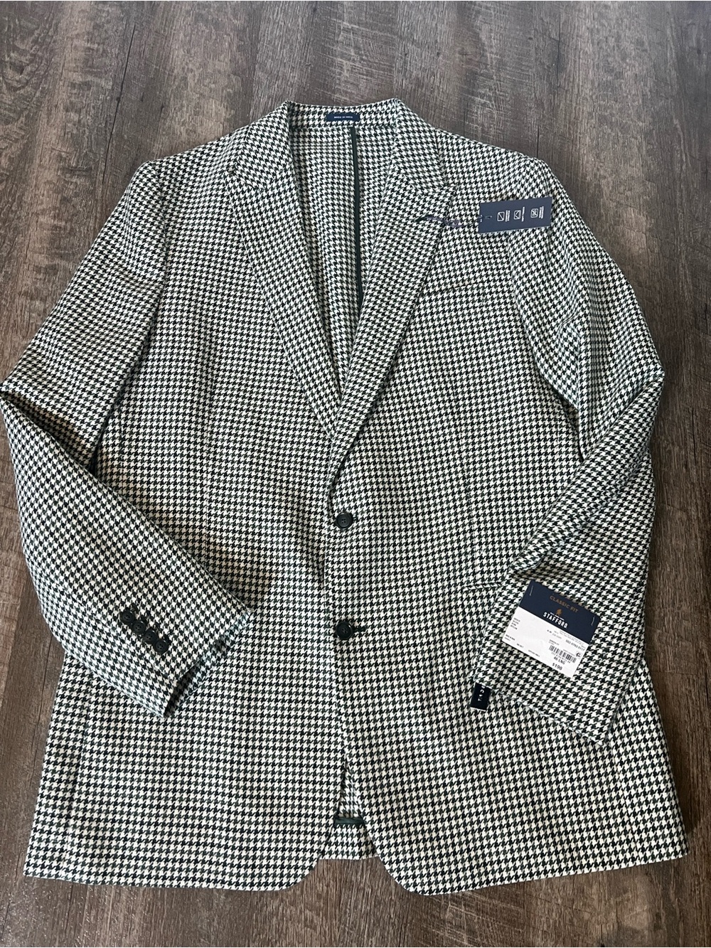 Stafford Classic Green Houndstooth Sport Coat-Size 46L - Picture 1 of 12